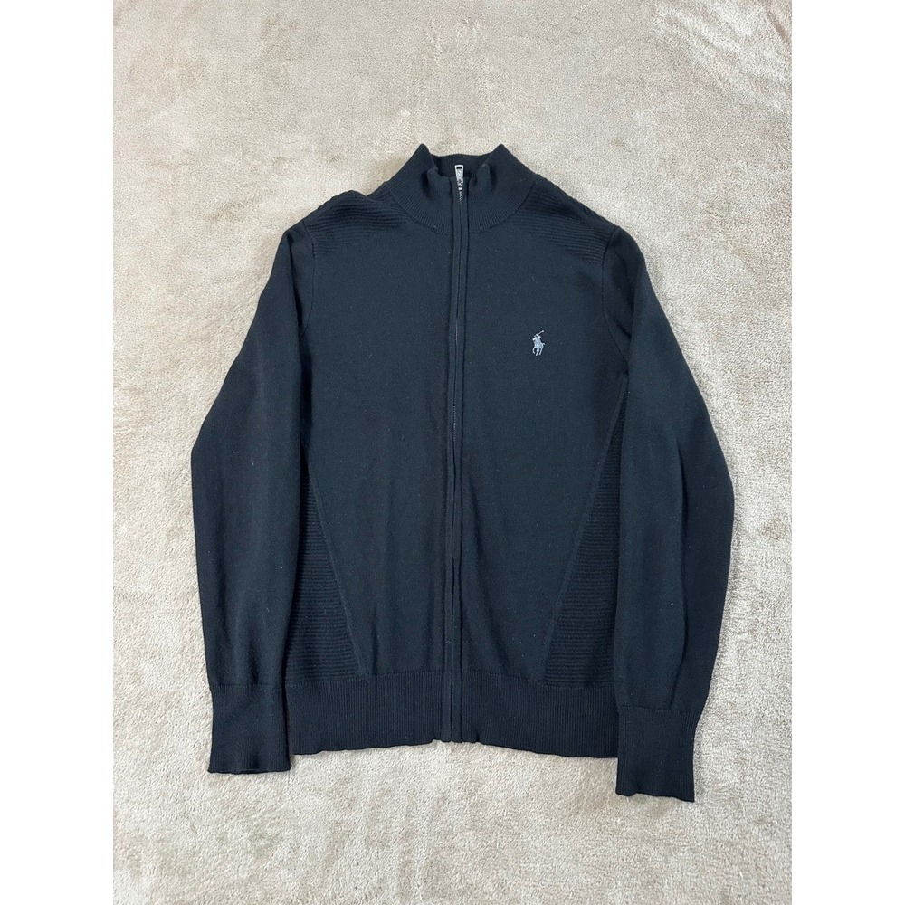 Polo Golf Cashmere Blend Full Zip Sweater Men Small Black EUC